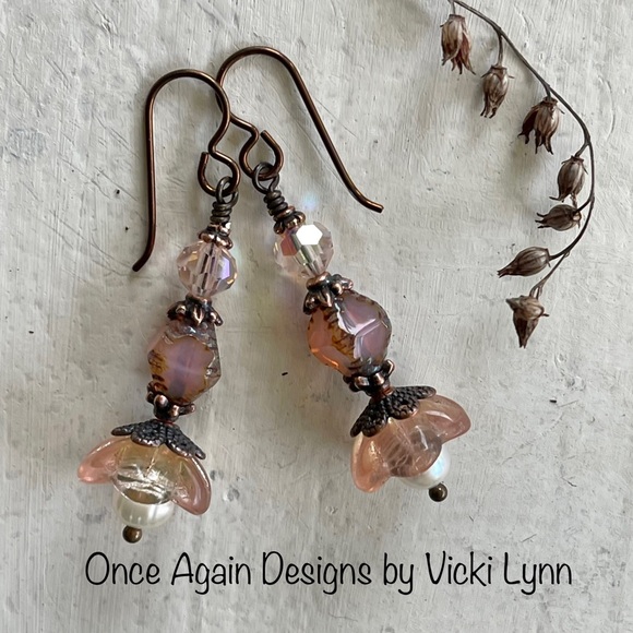 ARTISAN Earrings “Dusty Rose” - Dangles - Picture 7 of 11